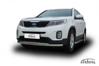 5 499 р. Защита переднего бампера Arbori (нержавейка, 2 трубы d57 и 42 mm) KIA Sorento XM рестайлинг (2012-2015)  с доставкой в г. Тольятти. Увеличить фотографию 2