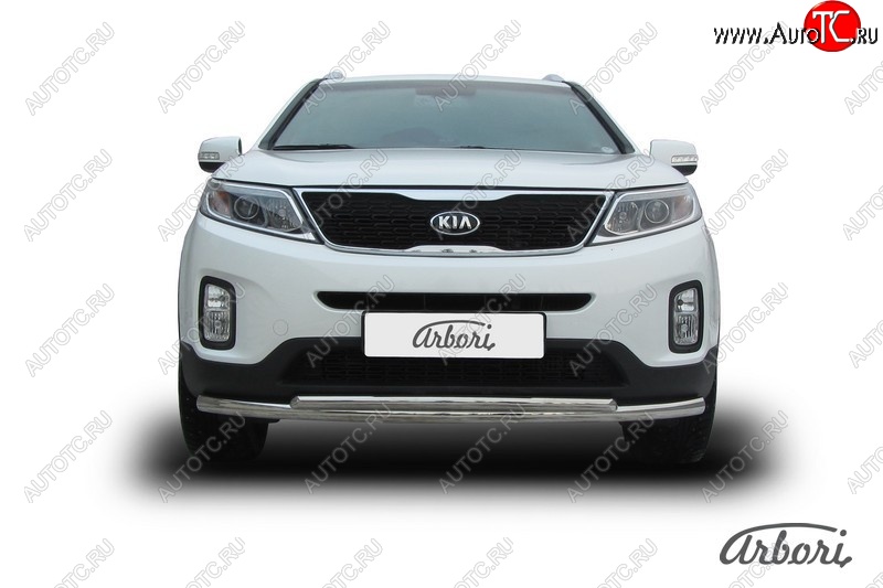 5 499 р. Защита переднего бампера Arbori (нержавейка, 2 трубы d57 и 42 mm) KIA Sorento XM рестайлинг (2012-2015)  с доставкой в г. Тольятти