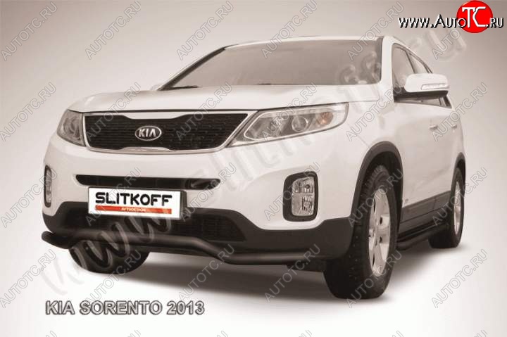 11 999 р. Защита переднего бампера из трубы d57 Slitkoff (волна) KIA Sorento XM рестайлинг (2012-2015) (Цвет: серебристый)  с доставкой в г. Тольятти