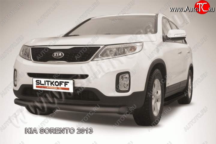 11 799 р. Защита переднего бампера из трубы d76 Slitkoff KIA Sorento XM рестайлинг (2012-2015) (Цвет: серебристый)  с доставкой в г. Тольятти