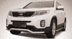 Фигурная защита переднего бампера диаметром 57 мм Slitkoff KIA Sorento XM рестайлинг (2012-2015)