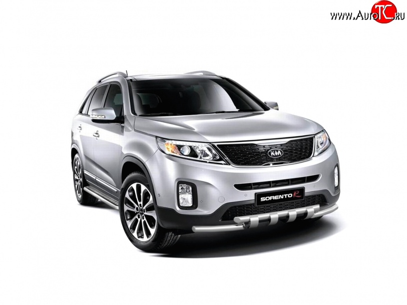 13 499 р. Широкая защита порогов Petroil Tuning KIA Sorento XM рестайлинг (2012-2015) (Нержавеющая полированная сталь)  с доставкой в г. Тольятти