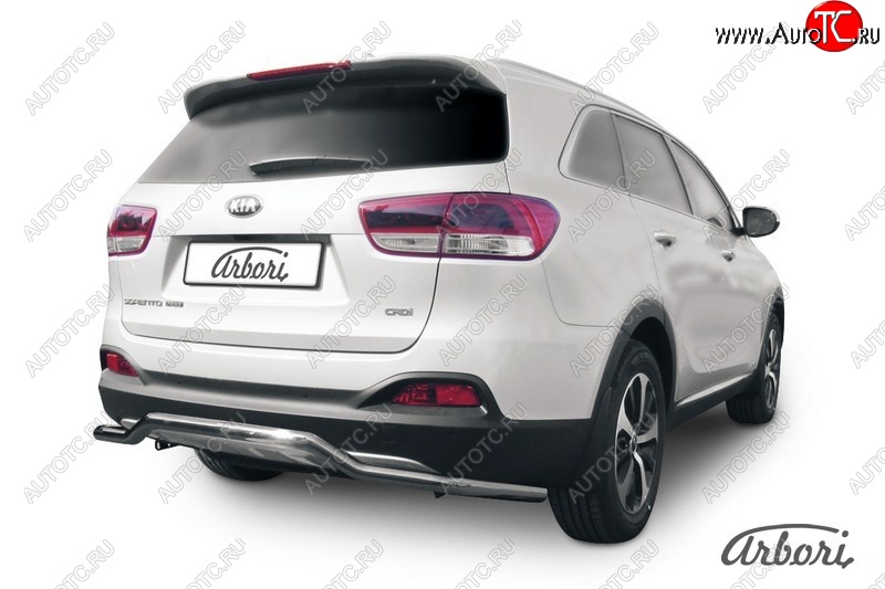 5 299 р. Защита заднего бампера Arbori (волна, нержавейка, 1 труба d57 mm). KIA Sorento UM/Prime дорестайлинг (2014-2018)  с доставкой в г. Тольятти