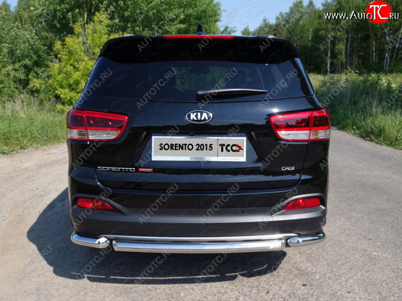 1 000 000 р. Защита заднего бампера (короткая) ТСС (нержавейка d 60,3 мм) KIA Sorento UM/Prime дорестайлинг (2014-2018)  с доставкой в г. Тольятти