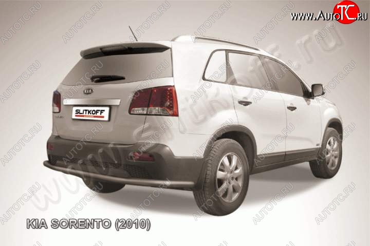 11 999 р. Защита заднего бампера из трубы d57 Slitkoff (длинная) KIA Sorento XM дорестайлинг (2009-2012) (Цвет: серебристый)  с доставкой в г. Тольятти