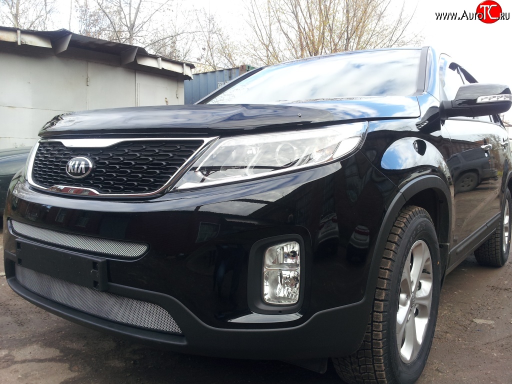 1 539 р. Сетка верхнего воздухозаборника переднего бампера Russtal  KIA Sorento  XM (2012-2015) рестайлинг (хром)  с доставкой в г. Тольятти