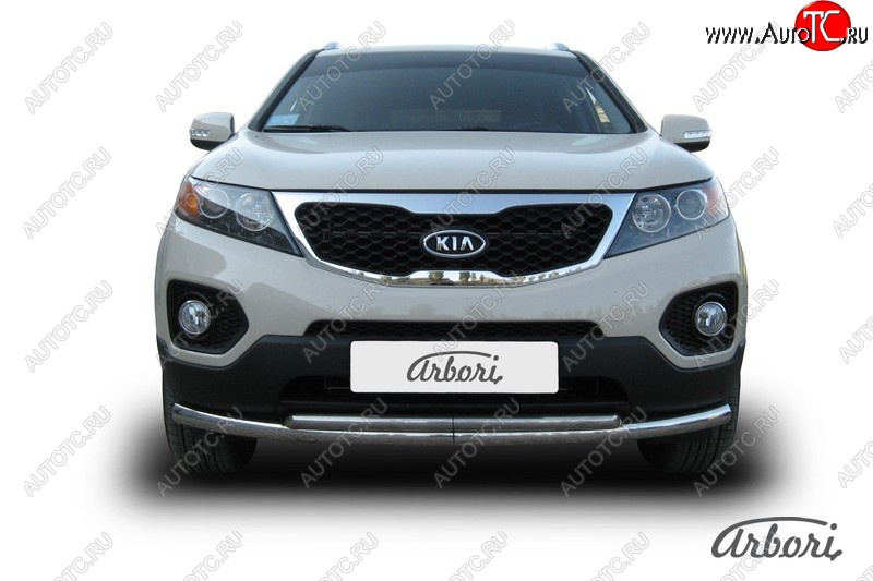 17 099 р. Защита переднего бампера Arbori (нержавейка, 2 трубы d57 и 42 mm) KIA Sorento XM дорестайлинг (2009-2012)  с доставкой в г. Тольятти