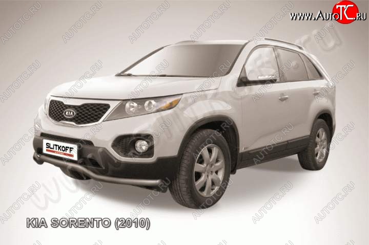 9 549 р. Защита переднего бампера из трубы d57 Slitkoff (волна) KIA Sorento XM дорестайлинг (2009-2012) (Цвет: серебристый)  с доставкой в г. Тольятти