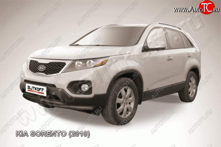 8 249 р. Защита переднего бампера из труб d57+d42 Slitkoff (двойная) KIA Sorento XM дорестайлинг (2009-2012) (Цвет: серебристый)  с доставкой в г. Тольятти