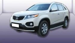 Одинарная защита переднего бампера из трубы диаметром 57 мм Slitkoff KIA Sorento XM дорестайлинг (2009-2012)