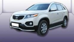 Фигурная защита переднего бампера диаметром 57 мм Slitkoff KIA Sorento XM дорестайлинг (2009-2012)