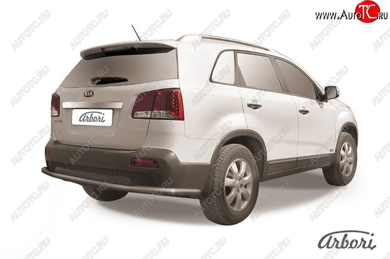 8 099 р. Защита заднего бампера Arbori (длинная, черная, 1 труба d57 mm). KIA Sorento XM дорестайлинг (2009-2012)  с доставкой в г. Тольятти