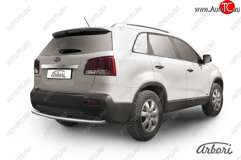 10 349 р. Защита заднего бампера Arbori (радиусная, нержавейка, 1 труба d57 mm). KIA Sorento XM дорестайлинг (2009-2012)  с доставкой в г. Тольятти