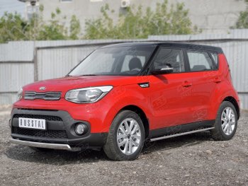 10 349 р. Защита переднего бампера (Ø75х42 мм, нержавейка) Russtal  KIA Soul  PS (2014-2016) дорестайлинг  с доставкой в г. Тольятти. Увеличить фотографию 3