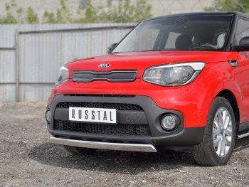 10 349 р. Защита переднего бампера (Ø75х42 мм, нержавейка) Russtal  KIA Soul  PS (2014-2016) дорестайлинг  с доставкой в г. Тольятти. Увеличить фотографию 4