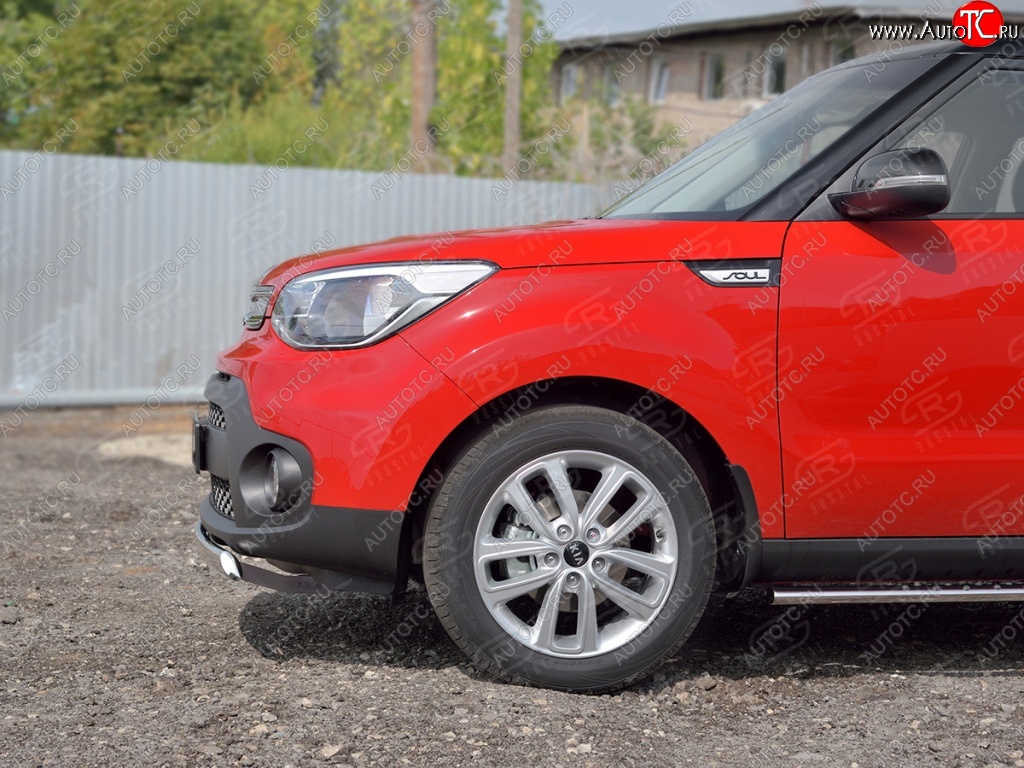 10 349 р. Защита переднего бампера (Ø75х42 мм, нержавейка) Russtal  KIA Soul  PS (2014-2016) дорестайлинг  с доставкой в г. Тольятти