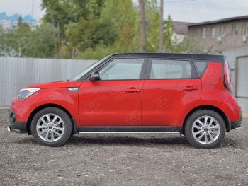 17 999 р. Защита порогов из круглой трубы диаметром 42 мм SLITKOFF v1 KIA Soul PS дорестайлинг (2014-2016)  с доставкой в г. Тольятти. Увеличить фотографию 2