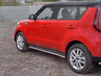 17 999 р. Защита порогов из круглой трубы диаметром 42 мм SLITKOFF v1 KIA Soul PS дорестайлинг (2014-2016)  с доставкой в г. Тольятти. Увеличить фотографию 3