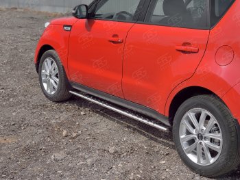 21 749 р. Защита порогов из овальной трубы d75x42 мм с проступью Russtal KIA Soul PS дорестайлинг (2014-2016)  с доставкой в г. Тольятти. Увеличить фотографию 2