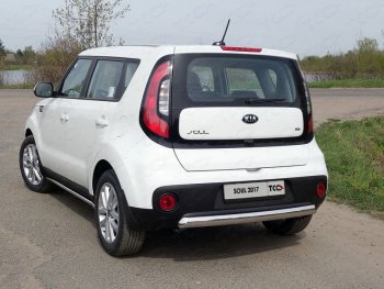 Защита заднего бампера (овальная) ТСС (нержавейка d75х42 мм) KIA (КИА) Soul (Сол)  PS (2017-2019) PS рестайлинг