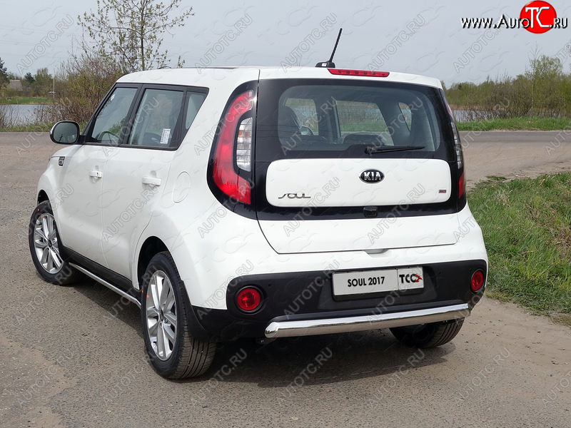 14 999 р. Защита заднего бампера (овальная) ТСС (нержавейка d75х42 мм)  KIA Soul  PS (2017-2019) рестайлинг  с доставкой в г. Тольятти