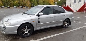 4 099 р. Пластиковые накладки на пороги SVS  KIA Spectra (2000-2009) (Неокрашенные)  с доставкой в г. Тольятти. Увеличить фотографию 2