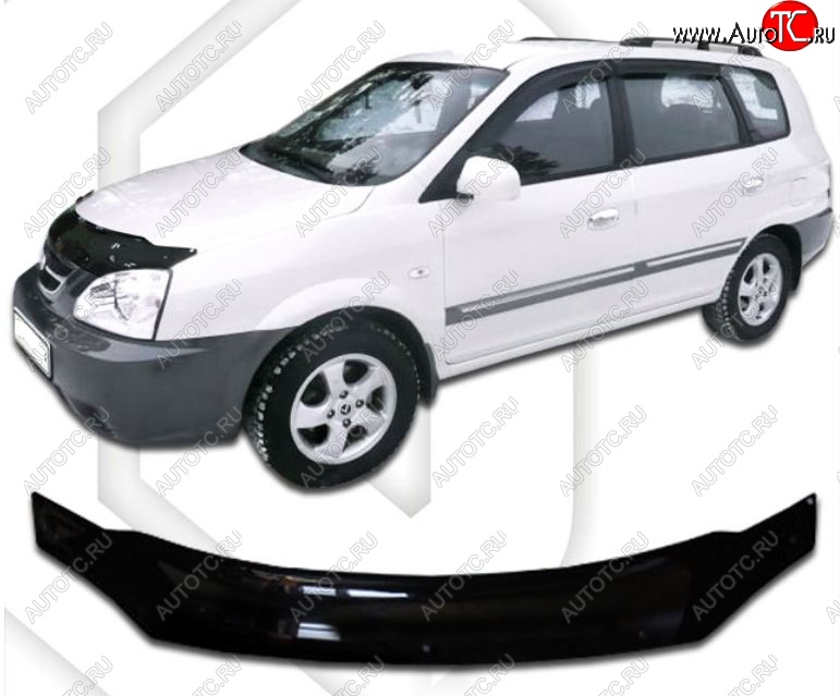 2 199 р. Дефлектор капота CA-Plastic  KIA X-Trek (2003-2005) (Classic черный, Без надписи)  с доставкой в г. Тольятти