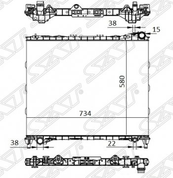 Радиатор двигателя SAT (пластинчатый, 3.0G/5.0G/3.0D/4.4D, МКПП/АКПП) Land Rover Range Rover 4 L405 дорестайлинг (2012-2017)