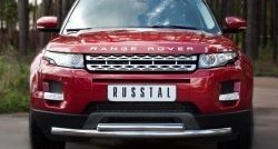 Двойная защита переднего бампера из труб диаметром 63 и 42 мм (Prestige u Pure) SLITKOFF Land Rover Range Rover Evoque 1 L538 дорестайлинг 5 дв. (2011-2015)