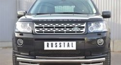 Защита переднего бампера (Ø63 мм с углами, нержавейка) SLITKOFF Land Rover (Ленд) Freelander (Фриландер)  L359 (2006-2010) L359 дорестайлинг