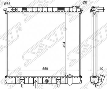 Радиатор двигателя SAT (пластинчатый, 4.0/4.6, МКПП/АКПП) Land Rover Range Rover 2 P38A (1994-2002)