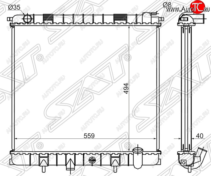 13 649 р. Радиатор двигателя SAT (пластинчатый, 4.0/4.6, МКПП/АКПП) Land Rover Range Rover 2 P38A (1994-2002)  с доставкой в г. Тольятти