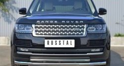 Защита переднего бампера (2 трубыØ63 и 42 мм, нержавейка) SLITKOFF Land Rover Range Rover 4 L405 дорестайлинг (2012-2017)