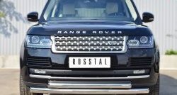 22 099 р. Защита переднего бампера (2 трубыØ76 и 63 мм, нержавейка) SLITKOFF Land Rover Range Rover 4 L405 дорестайлинг (2012-2017)  с доставкой в г. Тольятти. Увеличить фотографию 4