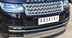 27 649 р. Защита переднего бампера (2 трубыØ75х42 мм, нержавейка) Russtal Land Rover Range Rover 4 L405 дорестайлинг (2012-2017)  с доставкой в г. Тольятти. Увеличить фотографию 2