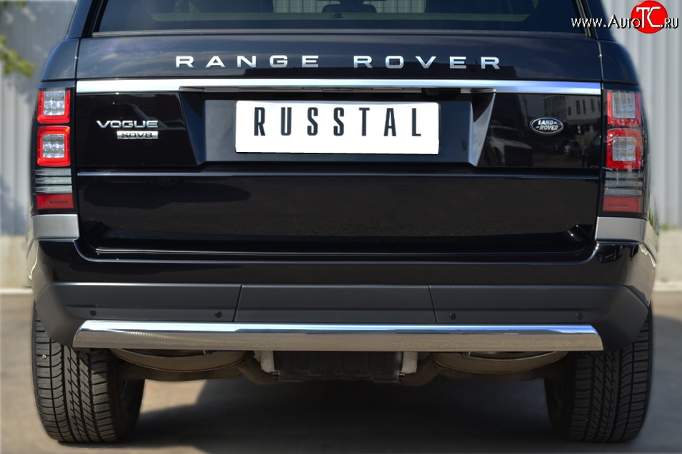 18 549 р. Защита заднего бампера (Ø75x42 мм, нержавейка) Russtal Land Rover Range Rover 4 L405 дорестайлинг (2012-2017)  с доставкой в г. Тольятти