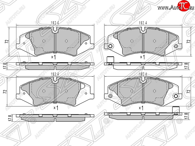 1 569 р. Колодки тормозные SAT (передние) Land Rover Range Rover 3 L322 дорестайлинг (2002-2006)  с доставкой в г. Тольятти