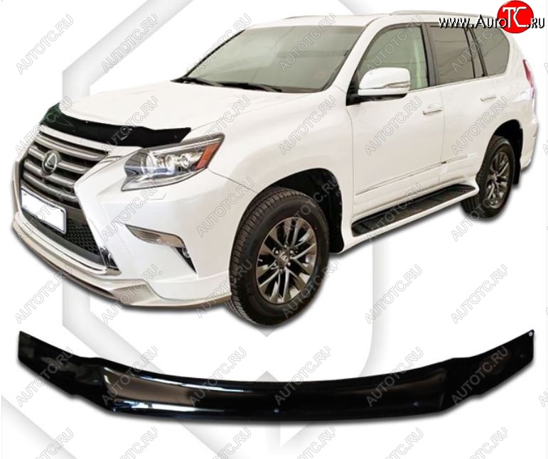 2 099 р. Дефлектор капота CA-Plastiс  Lexus GX460  J150 (2013-2022) 1-ый рестайлинг, 2-ой рестайлинг (Classic черный, Без надписи)  с доставкой в г. Тольятти