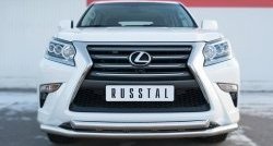 22 549 р. Защита переднего бампера (2 трубыØ63 мм, нержавейка) SLITKOFF  Lexus GX460  J150 (2013-2022) 1-ый рестайлинг, 2-ой рестайлинг  с доставкой в г. Тольятти. Увеличить фотографию 1