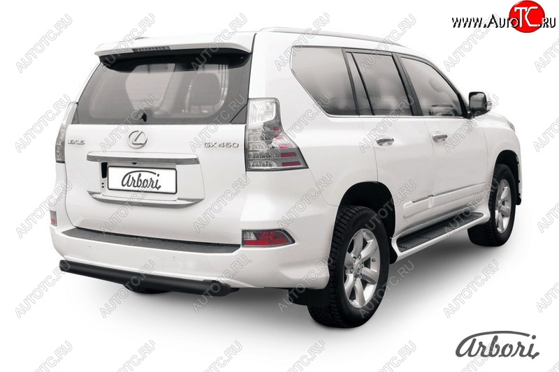 12 059 р. Защита заднего бампера Arbori (короткая, черная, 1 труба d76 mm). Lexus GX460 J150 1-ый рестайлинг (2013-2019)  с доставкой в г. Тольятти