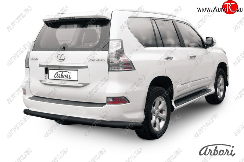 8 459 р. Защита заднего бампера Arbori (черная, 1 труба d76 mm). Lexus GX460 J150 1-ый рестайлинг (2013-2019)  с доставкой в г. Тольятти