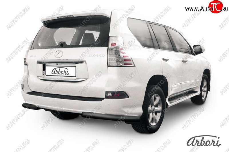 9 449 р. Защита заднего бампера Arbori (черная, 1 труба d76 mm). Lexus GX460 J150 1-ый рестайлинг (2013-2019)  с доставкой в г. Тольятти