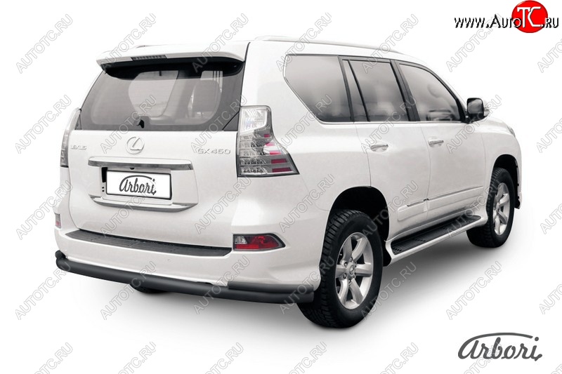 13 499 р. Защита заднего бампера Arbori (черная, 2 трубы d76 и 42 mm). Lexus GX460 J150 1-ый рестайлинг (2013-2019)  с доставкой в г. Тольятти