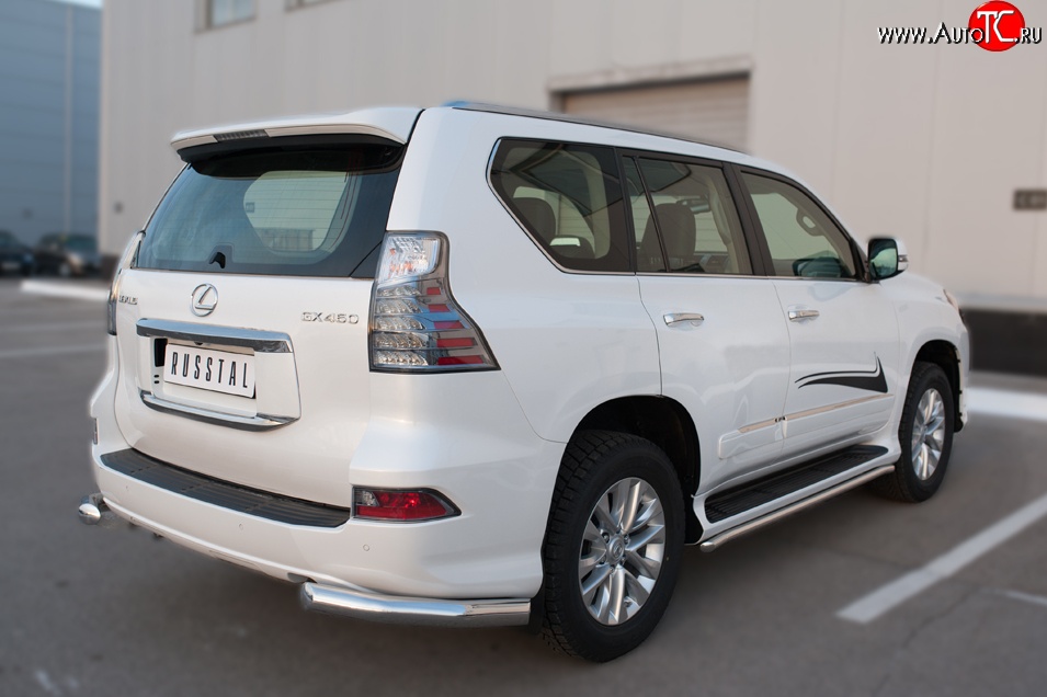 17 599 р. Защита заднего бампера (Ø76 мм уголки, нержавейка) SLITKOFF Lexus GX460 J150 1-ый рестайлинг (2013-2019)  с доставкой в г. Тольятти