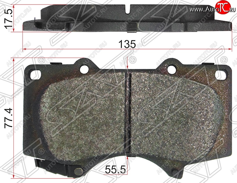 1 899 р. Колодки тормозные SAT (передние,135x77.4x17.5 mm) Lexus GX460 J150 1-ый рестайлинг (2013-2019)  с доставкой в г. Тольятти