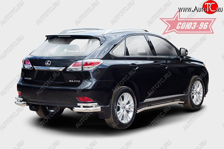 1 043 р. Двойная защита заднего бампера из боковых уголков (d76х42) Souz-96 Lexus RX 270 AL20 дорестайлинг (2015-2019)  с доставкой в г. Тольятти