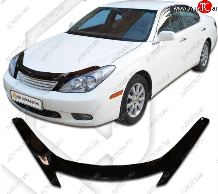 2 199 р. Дефлектор капота CA-Plastiс exclusive Lexus ES300 XV30 дорестайлинг (2001-2003) (Classic черный, Без надписи)  с доставкой в г. Тольятти