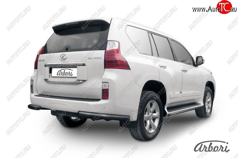 9 269 р. Защита заднего бампера Arbori (уголки, черная, 1 труба d76 mm). Lexus GX460 J150 дорестайлинг (2009-2013)  с доставкой в г. Тольятти