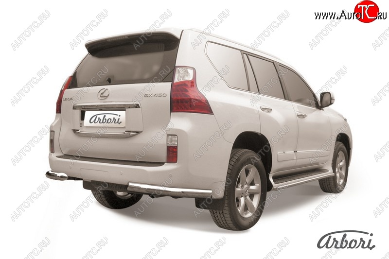 17 369 р. Защита заднего бампера Arbori (уголки, нержавейка, 1 труба d76 mm). Lexus GX460 J150 дорестайлинг (2009-2013)  с доставкой в г. Тольятти