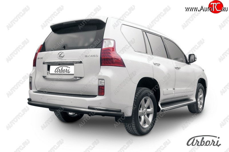 13 499 р. Защита заднего бампера Arbori (черная, 2 трубы d76 и 42 mm). Lexus GX460 J150 дорестайлинг (2009-2013)  с доставкой в г. Тольятти